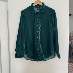 GAP Emerald Green Velvet Collared Shirt